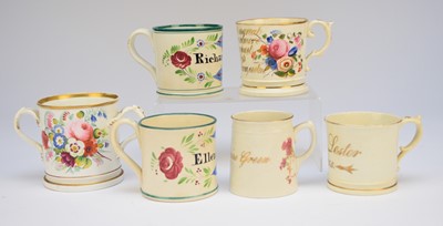 Lot 186 - Six English presentation mugs, 19th century