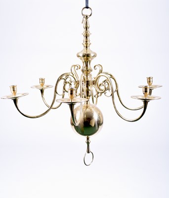 Lot 432 - A large George II style brass chandelier