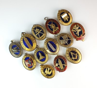 Lot 159 - A collection of silver, silver gilt, gilt metal and polychrome enamel Masonic jewels