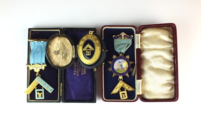 Lot 161 - A collection of cased silver, silver gilt, gilt metal and polychrome enamel Masonic medals