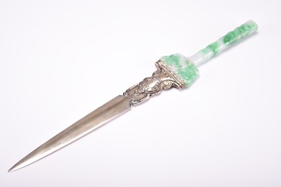 Lot 537 - A Chinese jade-handled silver letter opener