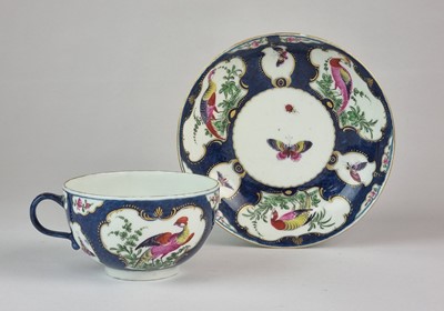 Lot 197 - Worcester blue-scale teacup and saucer, circa 1775