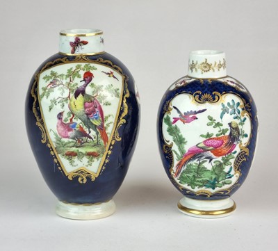 Lot 198 - Two Worcester 'Exotic Birds' tea canisters, circa 1765-70