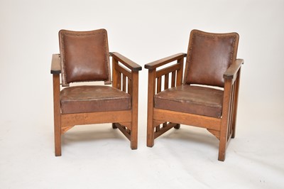 Lot 427 - A pair of 20th century armchairs in the manner of Gustav Stickley
