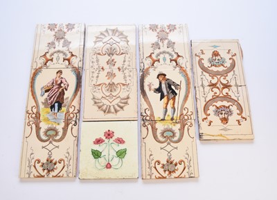 Lot 181 - A set of Victorian fireplace tiles