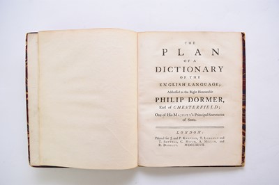 Lot 1086 - JOHNSON, Samuel. Plan of a Dictionary of the English Language. 4to, 1747.