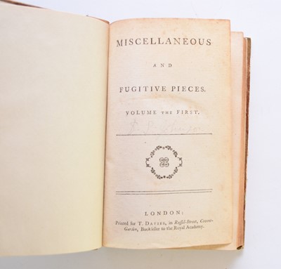 Lot 1078 - JOHNSON, Samuel. Miscellaneous and Fugitive Pieces. 3 vols, 1774.