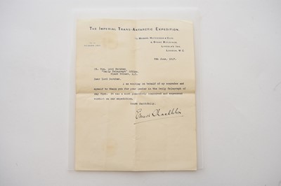 Lot 1065 - SHACKLETON, Ernest (1874-1922), Antarctic explorer, typed letter signed