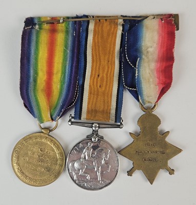 Lot 45 - WW1 trio awarded to Private B.W West, Worcestershire Regiment