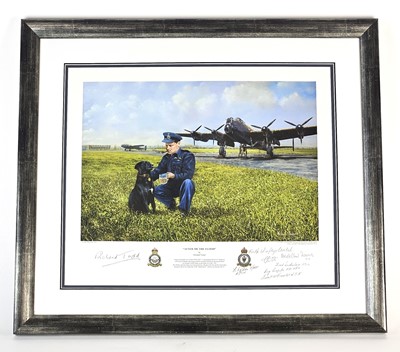 Lot 358 - Michael Smart 'After Me the Flood' print signed by various RAF crew and Sir Richard Todd