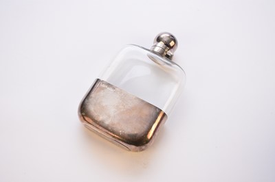 Lot 9 - A silver mounted glass hip flask