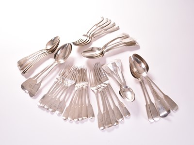 Lot 14 - A collection of silver Fiddle pattern flatware