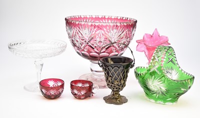 Lot 269 - Webb Corbett punch bowl set and other glass