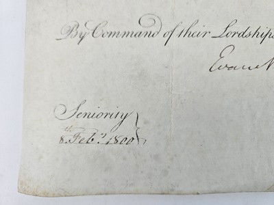 Lot 1 - Royal Navy Commission. Lt Frederick David Schaw to HMS Hydra, signed by Admiral James Gambier