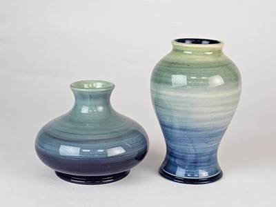 Lot Two Moorcroft colour trial banded vases, dated 2001