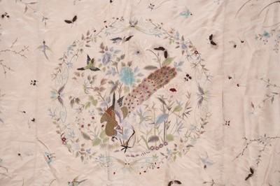 Lot 87 - A Chinese embroidered silk shawl