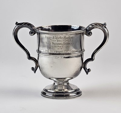 Lot 169 - Silver military trophy cup awarded to 2nd Lieutenant Bremner, 20th Hussars, who was murdered in 1896