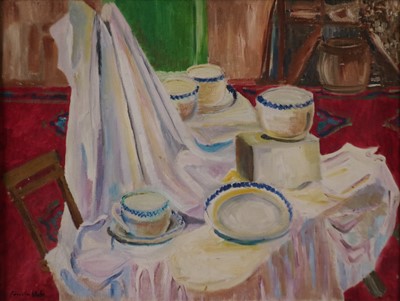 Lot 466 - Franklin White (Australian 1892-1975) Still Life Study, Teacups and Saucers