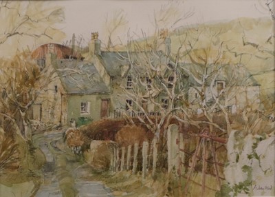 Lot 460 - Audrey Hind (b.1936) Farm at Llanbedrgoch