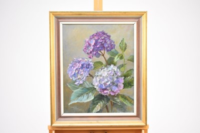 Lot 364 - Dorothy Dean (20th Century) Blue Hydrangeas and Josephine Ghilchick (b.1890-) Peonies