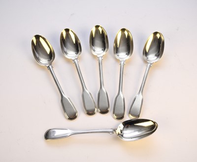 Lot 50 - A set of six Victorian Fiddle and Thread pattern silver tablespoons