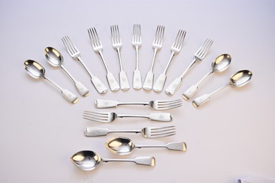Lot 51 - A collection of silver Fiddle pattern flatware