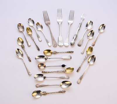Lot 52 - A collection of various pieces of silver and white metal flatware