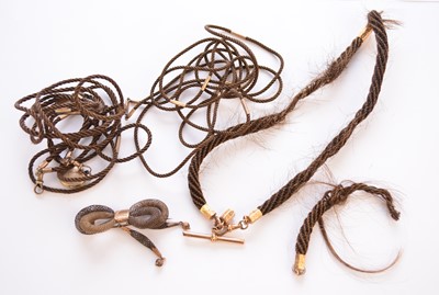 Lot 94 - A collection of 19th century woven hair jewellery