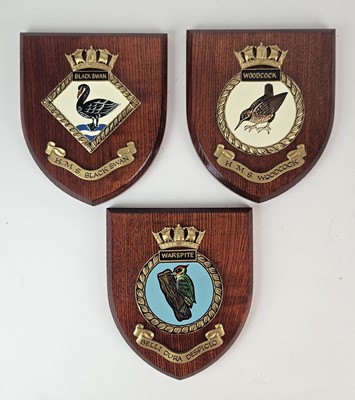 Lot 1 - Three contemporary heraldry plaques for HMS...