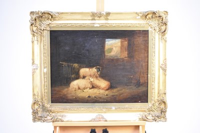 Lot 301 - British School (19th Century) Sheep in a Byre