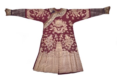 Lot 591 - A Chinese brocaded silk summer weight robe, Jifu