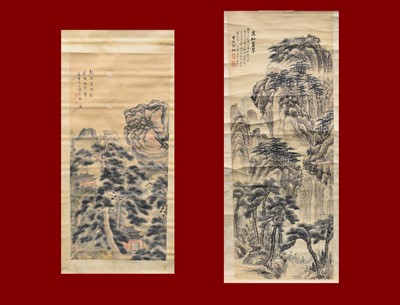 Lot 584 - Two Chinese school landscapes, 20th century