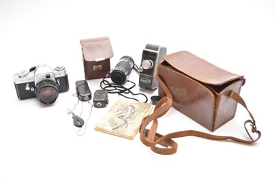 Lot 418 - A Leicaflex 35mm SLR camera, a Minox mini camera and other equipment