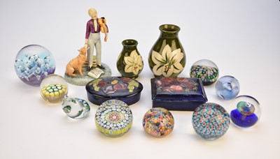 Lot 182 - Moorcroft, Royal Doulton and glass paperweights