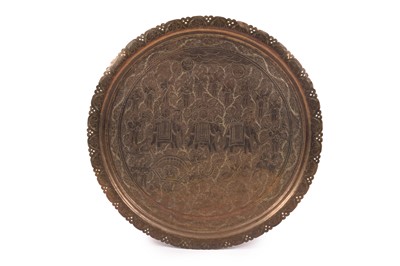 Lot 496 - An Indian brass tray or table top