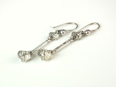 Lot 72 - A pair of diamond ear pendants