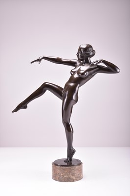 Lot 535 - After Alfred Keller, a patinated bronze figure of a girl dancer