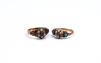 Lot 111 - Two 19th century seed pearl set rings