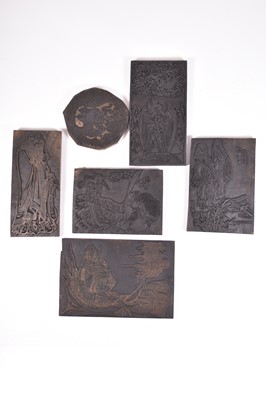 Lot 479 - A group of six Chinese and Japanese printing blocks, early 20th century