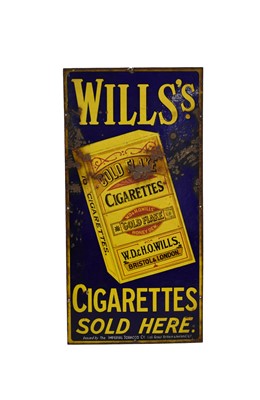 Lot 375 - An enamel advertising sign for Wills's Gold Flake cigarettes