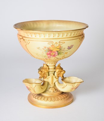 Lot 280 - Royal Worcester blush ivory table centrepiece, dated 1908