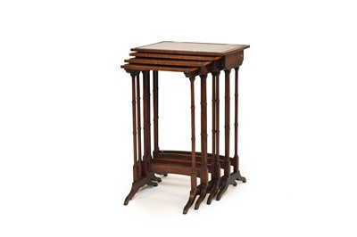 Lot 210 - A George IV fiddleback mahogany quartetto nest of tables