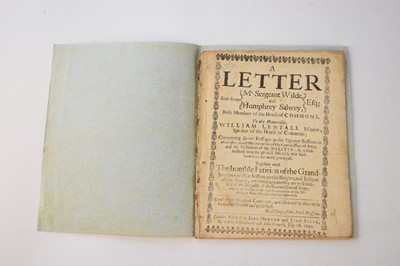 Lot 1098 - WORCESTER CIVIL WAR TRACTS, [COPLEY, Lionel]. A Letter sent from a Gentleman to Sir Henry Martin.