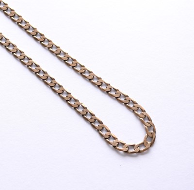 Lot 96 - A yellow metal flat curb link chain necklace