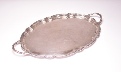 Lot 19 - A large two handled silver tray