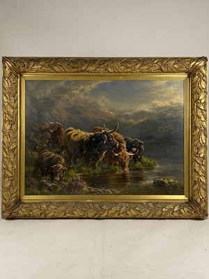 Lot 241 - William Watson II (1831-1921) Highland Cattle Watering at a Loch