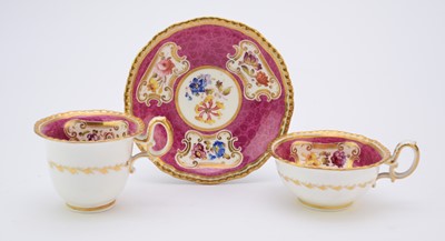 Lot 47 - A H&R Daniel 'Second Gadroon' trio of coffee cup, teacup and saucer, circa 1827