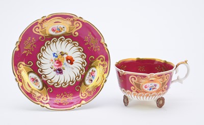 Lot 95 - H&R Daniel 'C-scroll' teacup and saucer, circa 1827