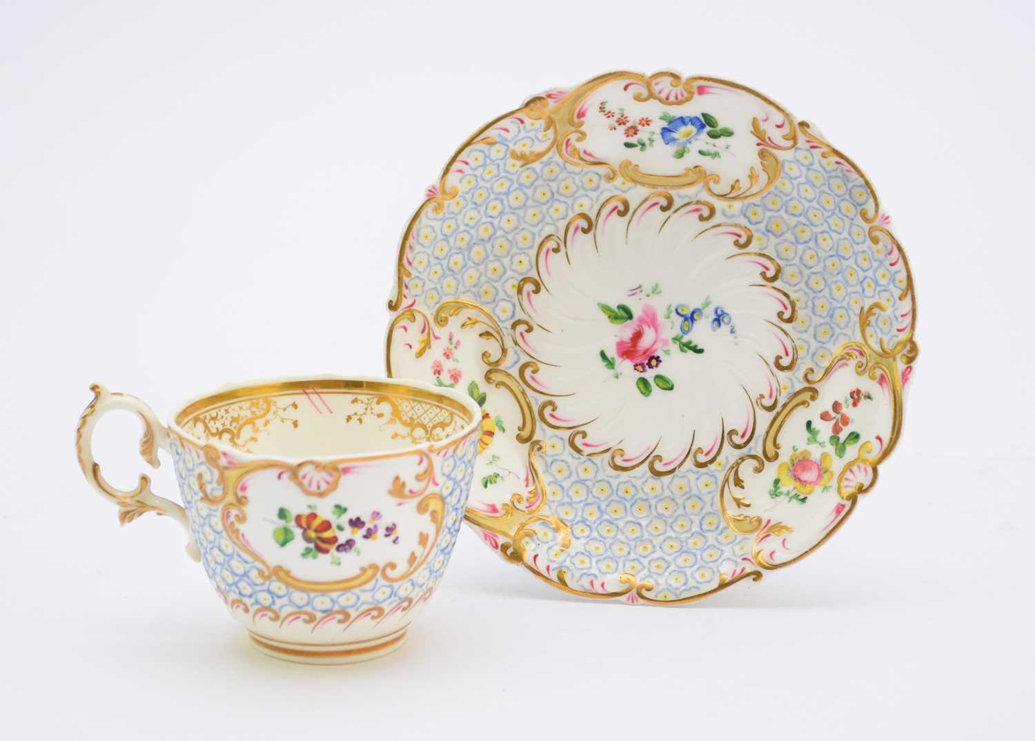 Lot 116 - H&R Daniel 'Mayflower' teacup and saucer, circa 1828-30
