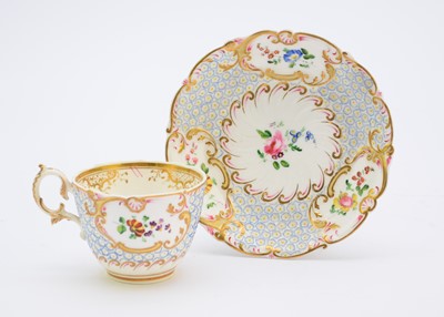 Lot 116 - H&R Daniel 'Mayflower' teacup and saucer, circa 1828-30